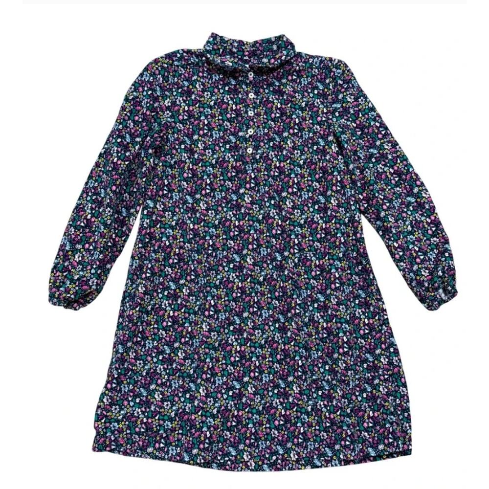 J Crewcuts Girls Floral Navy Corduroy Long Sleeve Collared dress. Size 12